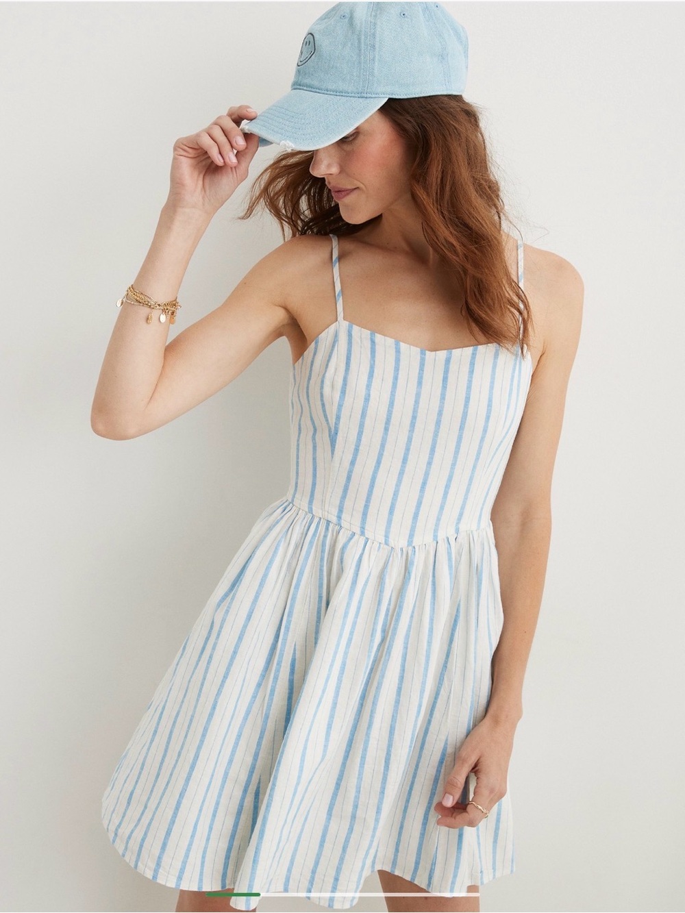 aerie Blue and White Striped Sundress with Pockets